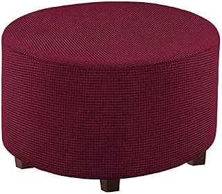 ALEOHALTER Round Ottoman Cover Stretch Footstool Protector Cover, Furniture Ottoman Slipcover with Elastic Bottom for Living Room