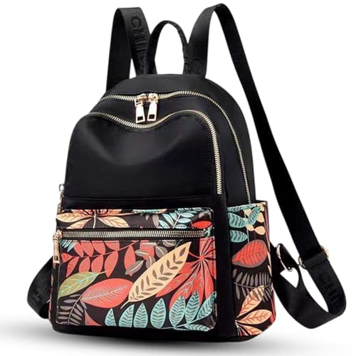 Image of Ethnic Style Waterproof Oxford Backpack for Women & Girls | Fashion Travel Canvas Look Nylon Bag | Large Capacity Printed Laptop Backpack for College