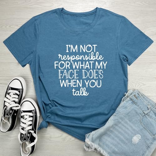 LOOKFACE Women I AM NOT Tee Cute Graphic Soft T Shirts Heather Indigo XX-Large