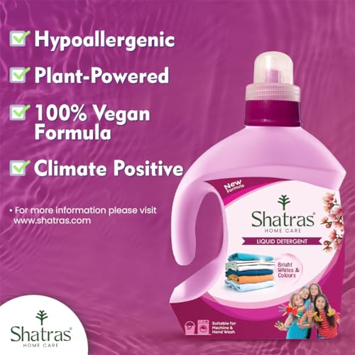 Image of Shatras Laundry Liquid Detergent 1 Liter, Laundry Liquid for Fabric Care, Suitable for Top-Load and Front Load Machine and Hand Wash, Concentrated Laundry Detergent