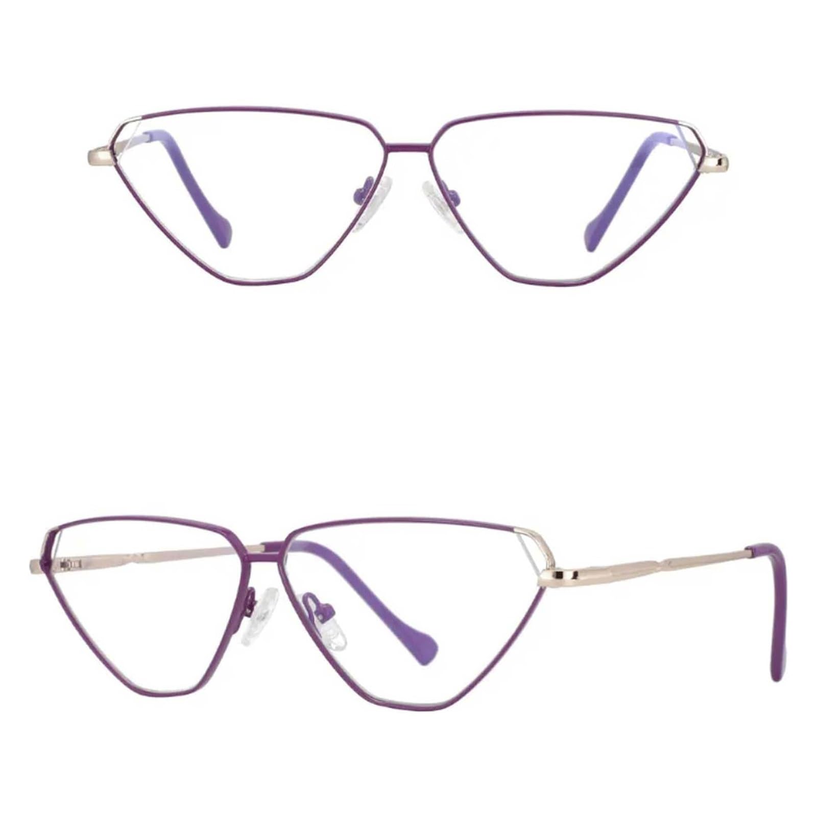 Occhiali Falsi Montature Eleganti for Occhiali Montature for Occhiali da Vista Anti-Luce Blu Montature for Occhiali in Metallo dal Design Poligonale(Lila)