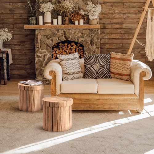Sorbus Tree Stump Stool, 15 Inch Storage Ottoman & Footrest (1 Pack, Brown) - image 4