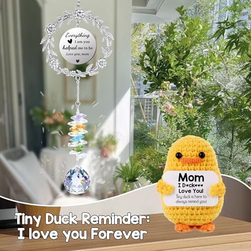 Gifts for Girlfriend, Girlfriend Gifts Mothers Day Sun Catcher I Love You Gift for Her Suncatcher Decoration Postive Duck with Inspirational Saying Birthday Anniversary Stocking Stuffers for Teens