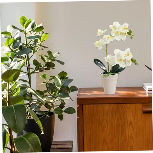Orchidée en Pot artificielle haut de gamme 16 pouces blanche - 5