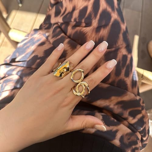 Image of Shining Diva Fashion Stylish Trendy Finger Rings Set for Women & Girls | Chunky Minimal Statement Ring Combos Modern Elegant Jewellery Collection
