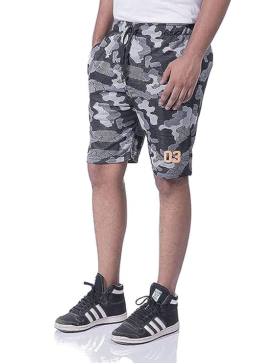 devil Premium Men's Cotton Casual Elastic Waist Loose Fit Knit Shorts (Camouflage)-picture-16