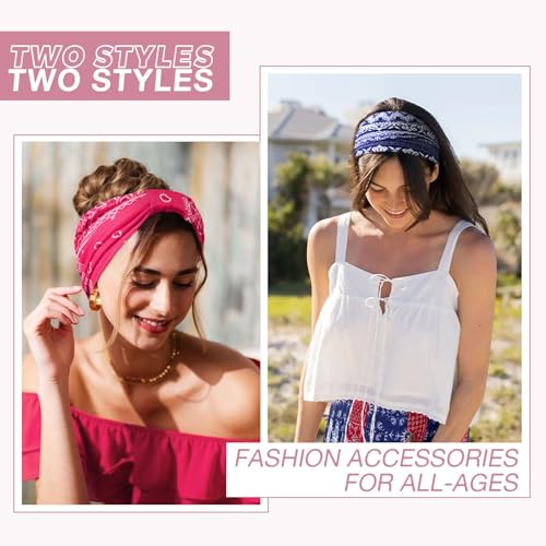 Image of Awumbuk 6 Pack Wide Knotted Headbands for Women Soft Turban Hair Accessories African Boho Solid Color Yoga Workout Headbands
