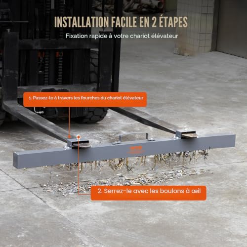 VEVOR Balai Magnétique Suspendu pour Chariot Élévateur Force de 54,5 kg Balayeuse Magnétique 2130x77x200 mm Outil de Ramassage Magnétique Antirouille pour Objets Métalliques Ferrailles Atelier Garage – vue 5