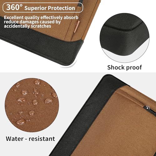 DOMISO 17-17.3 Inch Laptop Bag Large Capacity Shoulder Bag Laptop Case for 17 Inch HP/Dell/Lenovo Waterproof Padded Computer Bag with Handle for Women Men, Brown by DOMISO - Used condition - Image 4