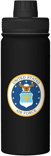 Mark Of The United States Air Force - Botella de agua aislada de acero inoxidable de 18 onzas con tapa de boquilla, botella de agua deportiva para