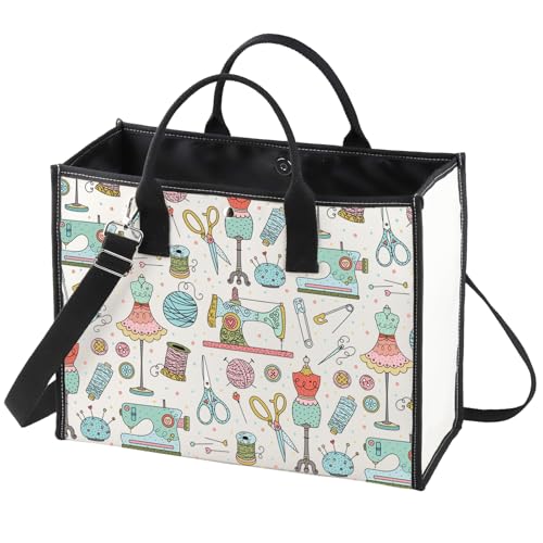 WZMPA Funny Sewing Cosmetic Makeup Bag Sewing Machine Gift Sewing Tools Canvas Zipper Pouch Bag Seamstress Quilters Gift (Sewing Tools BG)