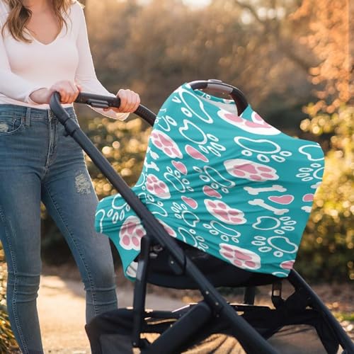 Image of Cute Paws Nursing Breastfeeding Covers Dust Cover Soft Multifunctional Breathable Stroller Canopy Covers for Babies Privacy Protection Breastfeeding Scarf