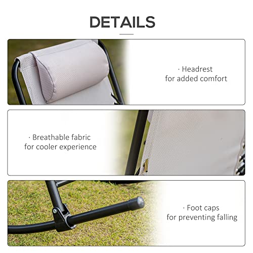 Outsunny Set Of 2 Rocking Chairs Patio Lawn Chair Beach Folding Chairs With Pillow, Outdoor Portable Rocker For Camping Fishing Beach, Cream White #TOP6