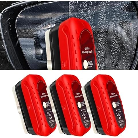 MOVVIYE Automotive Oil Film Cleaning Brush, Car Windshield Oil Film Cleaner, Glass Oil Film Remover, Strong Front Windshield Remover, Prevents Rain and Fog Cleaning Glass Brush (3 PC) Cover