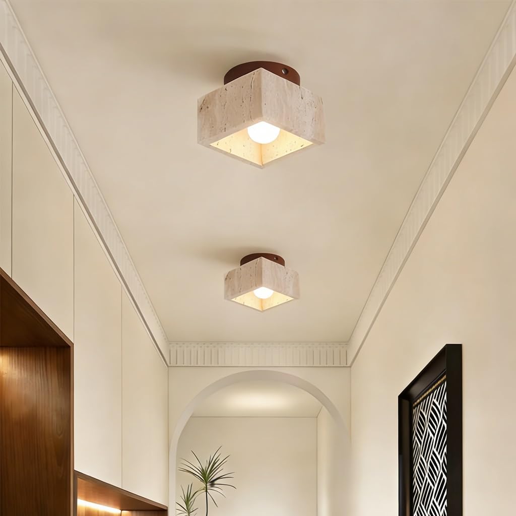 Diseño Creativo Moderno Lámpara De Techo De Piedra WABI Sabi Estilo E27 Corredor Lampara Techo Pequeña Sala De Estar Dormitorio Corredor Balcón Decoración Interior Lámparas De Techo(B0001)