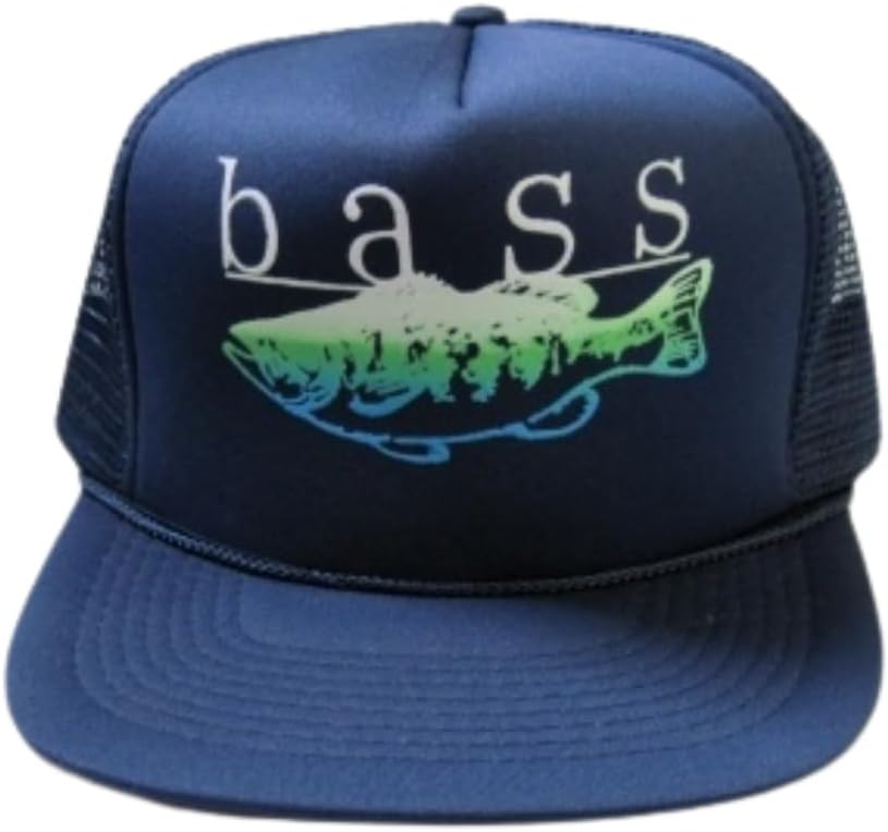 Bass Fishing Trucker Hat, Mesh Snapback, Adjustable Cap Assorted Colors Red/Blue