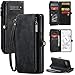 JGY Case for Pixel 6A, Google Pixel 6A Suede Leather Wallet Case with Zipper Card Holder Lanyard Strap Pixel 6A Purse Handbag Magnetic Wallet for Woman (Pixel 6A, Black)