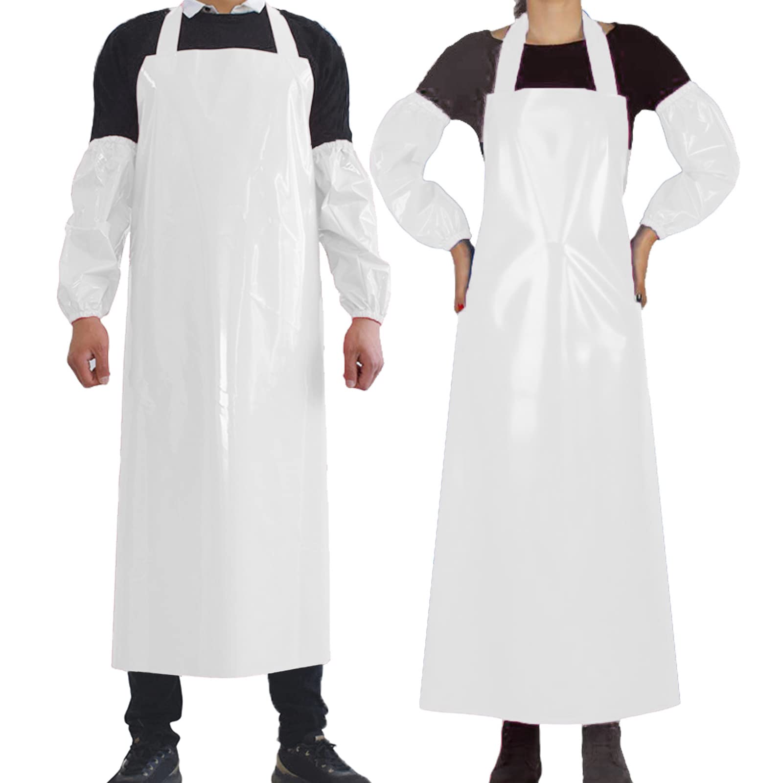 ELEBOX Waterproof Oil Proof Bib Apron Utility Apron Chemical Resistant Apron with Sleeve Work Apron Ultra Lightweight