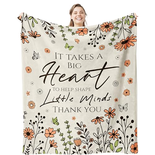 FTEFueie Teacher Appreciation Gifts Teacher Gifts for Women Teachers Blanket with Flower Back to School End of Year for Christmas Thank You Retirement Birthday Gift for Women 60 X 50