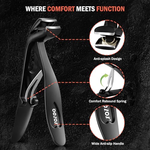 Image of BEZOX Nail Clippers with Metal Nail File - Curved Head Toe Nails Clipper for Thick Nails for Seniors, Free Rotating Finger Nail Clippers for Adult - Premium Nail Cutters for Fingernails and Toenails