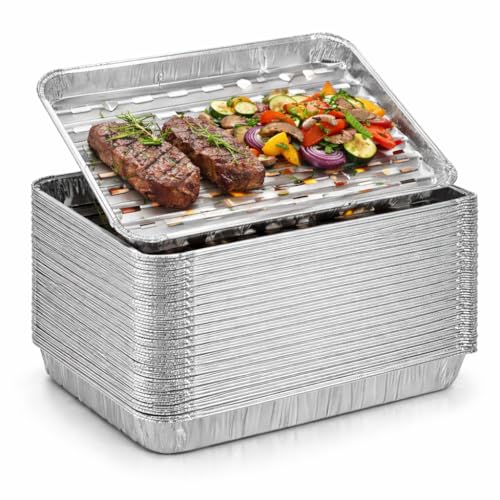 TK Gruppe Timo Klingler 20er Tropfschale - Einwegschale aus Aluminium zum Grillen - Aluschale ca. 14x19 cm Grillschale - Fettauffangschale Gasgrill (20x Grillschale (340x320x25 mm))