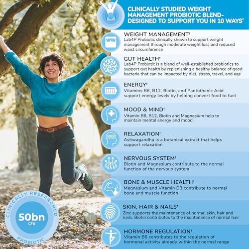 Health & Her Weight Management Probiotics for Women - Perimenopause & Menopause Supplement - Clinically Studied 50bn CFU Probiotics to Support Gut Health, Energy, Mood & Mind, Vegan (60 ct - 1 Month) - Image 4