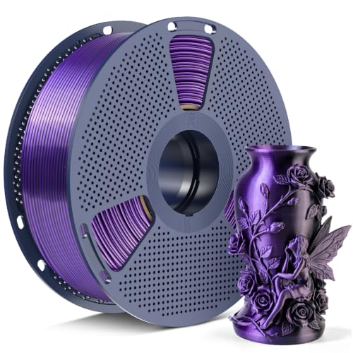Image of SUNLU Silk Dual Color PLA+ Filament 1.75mm, Black Purple 2-in-1 Coextrusion Filament, Color-Shifting Chrome-Like Shine, Dimensional Accuracy + /- 0.02mm, 1kg Reusable Spool (2.2lbs)