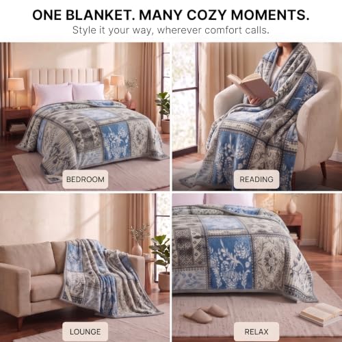 Image of BSB HOME 280 GSM Mink Blanket, Premium Soft Warm Cozy Plush Blanket for Double Bed, Ultra Soft Comfortable Winter Bedding, Elegant Printed Blanket, 90 x 100 Inches (229 x 254 cm) - Ash Grey