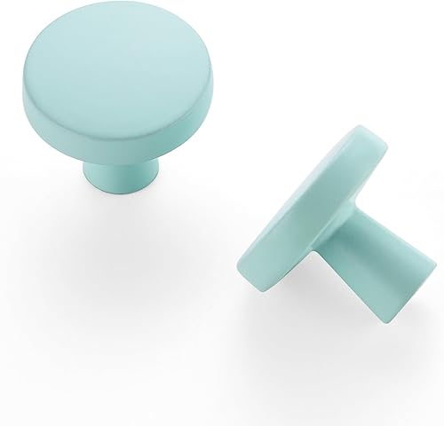 Miniatura 27 de Ravinte Paquete de 50 pomos de gabinete de cocina de 1-1/4 pulgadas, pomos redondos sólidos para cajones de aparador, pomos de tocador negro mate