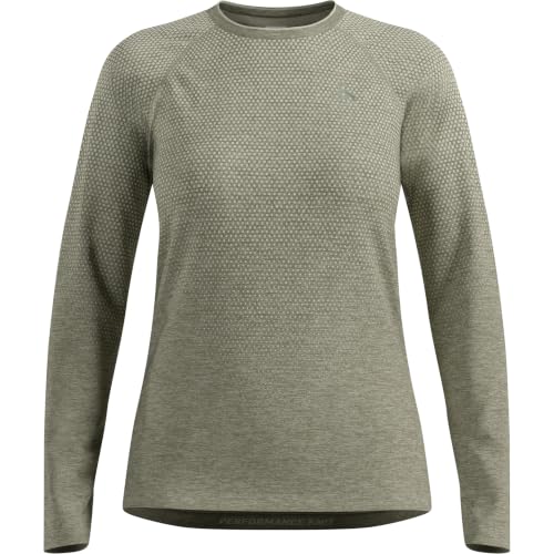 Image of Odlo Essential Seamless Running Shirt Women's Olive - Vetiver Melange M