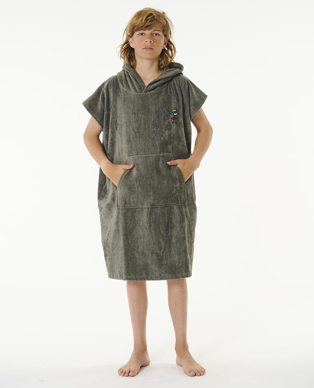 Rip Curl Junior Logo Hooded Towel Changing Robe/Poncho 009BTO - Grey Size - S