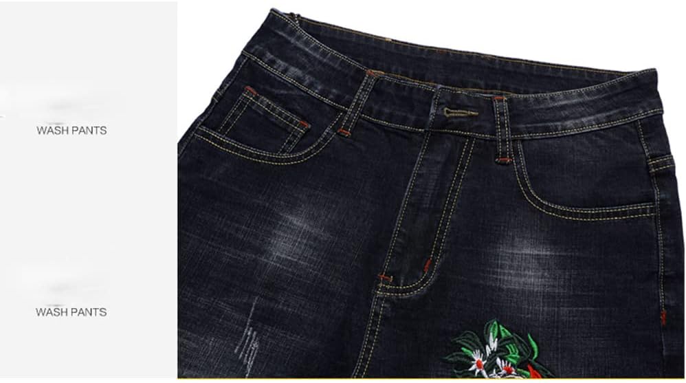 Summer Mens Hip Hop Jeans Shorts Embroidered Tiger Male Casual Slim Retro Washed Denim Shorts Pants