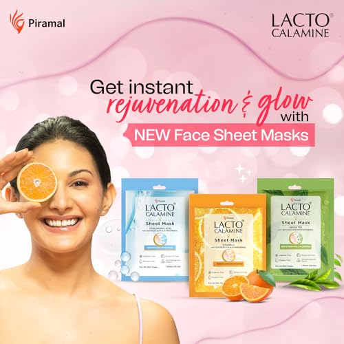 Lacto Calamine Face Sheet Masks | 180g (Pack of 6) Combo Pack | Face Sheet Masks with Vitamin C Serum, Hyaluronic Acid Serum & Green Tea Full Face Masks | Brightening,... - Image 4