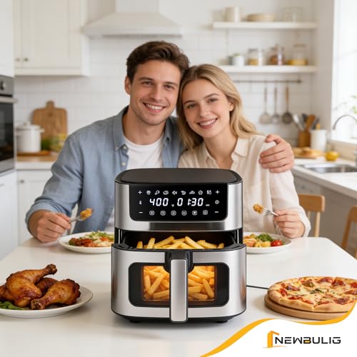 Image of NEWBULIG Air Fryer 6.34QT Airfryer with Visible Window Stainless Steel