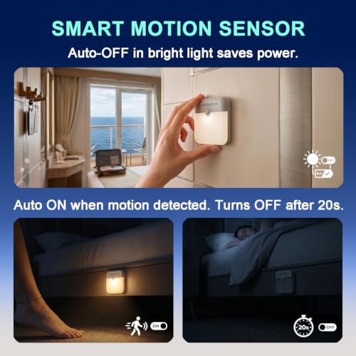 2 Pcs Magetic Night Light Motion Sensor Cruise Ship Approved with USB Cable LED Rechargeable Battery for Indoor Use in Bathroom Hallway Cabin Toilet Bed Stair for Travel Cruise Essentials 2026 by LAIDOLAILA - Used condition - Image 4