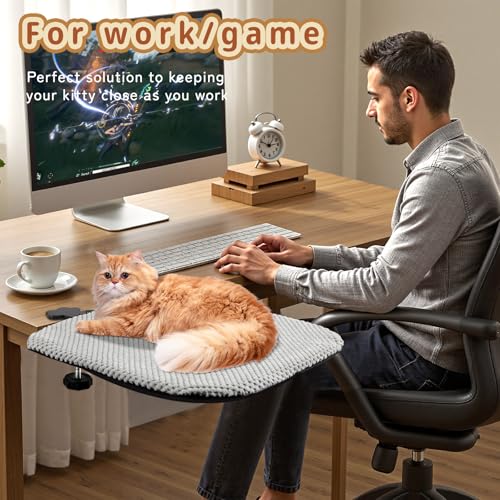 Cama de mesa para gatos - rede para gatos montada resistente com braçadeiras, tecido de flanela maci