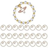 24 Pieces Angel Wing Cross Bracelet Favor, Baptism Favor Faux Pearl Bracelet for Baby Shower Wedding...