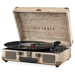 Victrola Journey Bluetooth Portable Suitcase Record Player – with Built-in Speakers, 3 Speed Vinyl Record Player, RCA Out, Headphone Jack (Oatmeal) - Les Beatles, Paul McCartney, John Lennon, RIngo Starr, George Harrison
