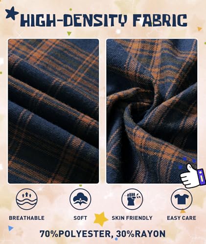 Boys Plaid Flannel Shirts Unisex Kids Long Sleeve Casual Button Down Shirt with Hood3