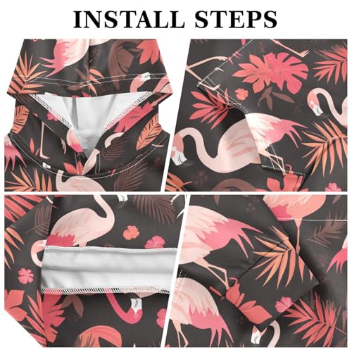 Pink Flamingos on Black Background Kids Boys Girls Sweatshirts Long Sleeve Pullover Hoodie Kangaroo Pocket3