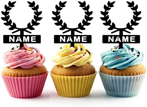 TA0919 Hellenismos Silhouette Party Wedding Birthday Acrylic Cupcake Toppers Decor 10 pcs with Personalized Your Name