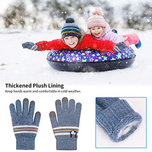 Kids Winter Warm Knit Gloves - 3 Pairs Touchscreen Knitted Cotton Glove Thicken Mittens Kids Gloves Running Sport Cold Weather Gloves Full Finger Thermal Hand Gloves For Outdoor Riding Cycling 8-10 #TOP2