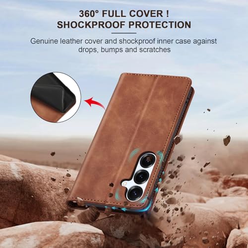 Jasonyu Flip Wallet Case for Samsung Galaxy S25,Brown - image 4