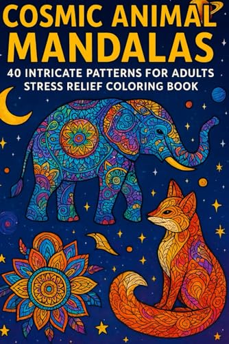 Cosmic Animal Mandalas: 40 Intricate Patterns for Adults ? Stress Relief Coloring Book (6×9): A Beautiful Collection of Animal F