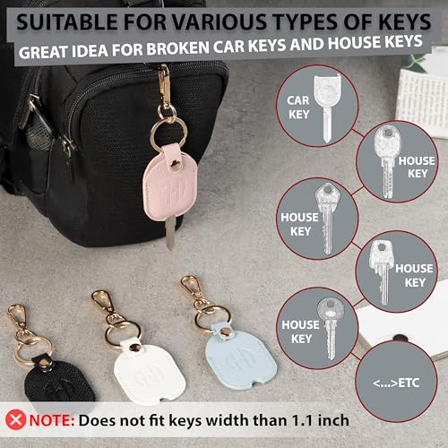Image of Leather Keys Sleeve for Broken Car Key Loop Replacement - Cute Keychain Cover - Protector, Holder for Men & Women