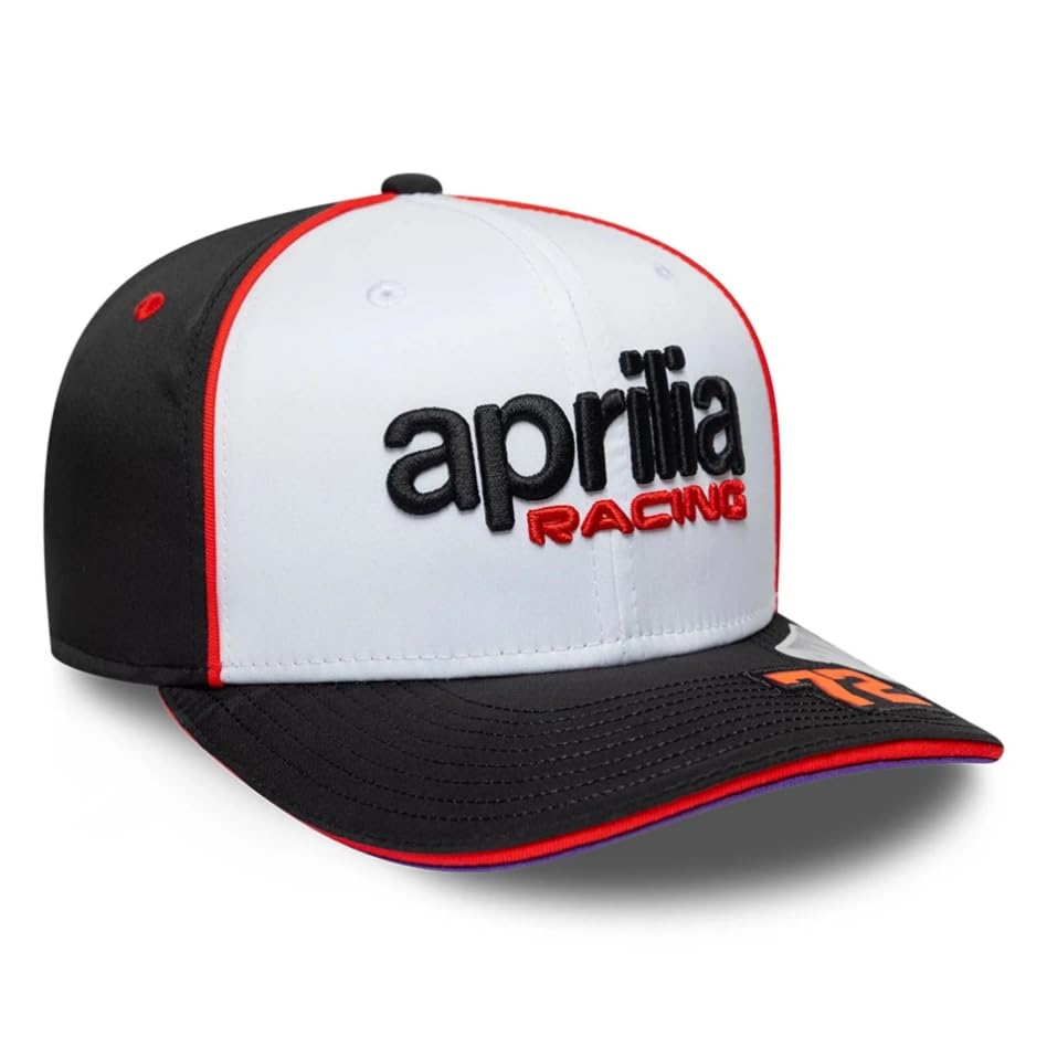 Aprilia Racing, Superbike, Moto, Collezione Ufficiale 2026, Pilota Marco Bezzecchi, Berretto da Baseball, Cappello, Regolabile, Bianco, Nero