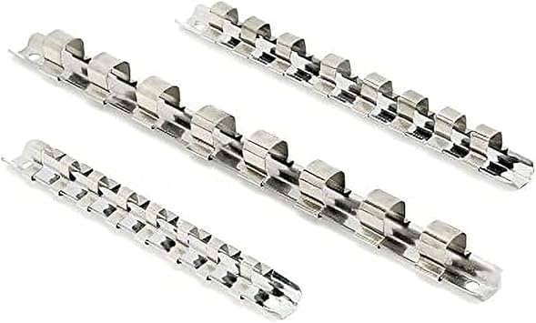 Socket Rails Organizer Socket Organizer Tray, Carbon Steel 8 Socket Rack Storage Divider Rail Tray Holder Shelf Stand Tool Organizer3/8"