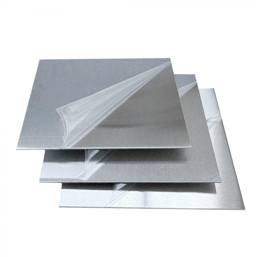 Set 6 Lastre in Alluminio Grezzo con Biadesivo 300x300 mm - Spessore 0,8 mm - Piastra Alluminio Adesiva Lega 5005 per Cartelli, Targhe - Installazione Senza Forare (6 Pezzi, 300x300, 0,8 mm BIAD)