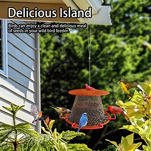 Gesail Outdoor Bird Feeder, Durable Weather Resistant Large Capacity Metal Bird Feeders For Outdoors Hanging With 4 Perchs, Terracotta #TOP3