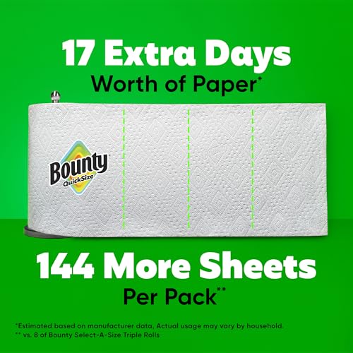 Image of Bounty Quick-Size Paper Towels, White, 8 Family Triple Rolls = 27 Regular Rolls